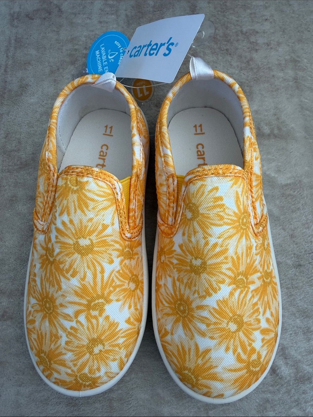 Carter's Nettie Yellow Floral Slip-On Canvas Sneakers for Kids